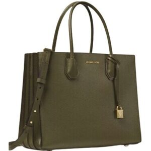 Michael Kors Mercer LARGE Accordion Olive Tote Handbag Shoulder Bag BRAND NEW